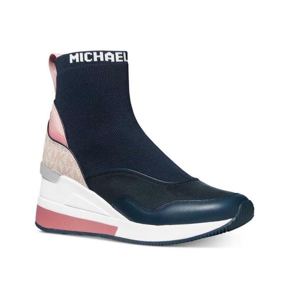 Michael Kors Women's Slip-On Logo Sock Navy Multicolor Sneakers 7.5